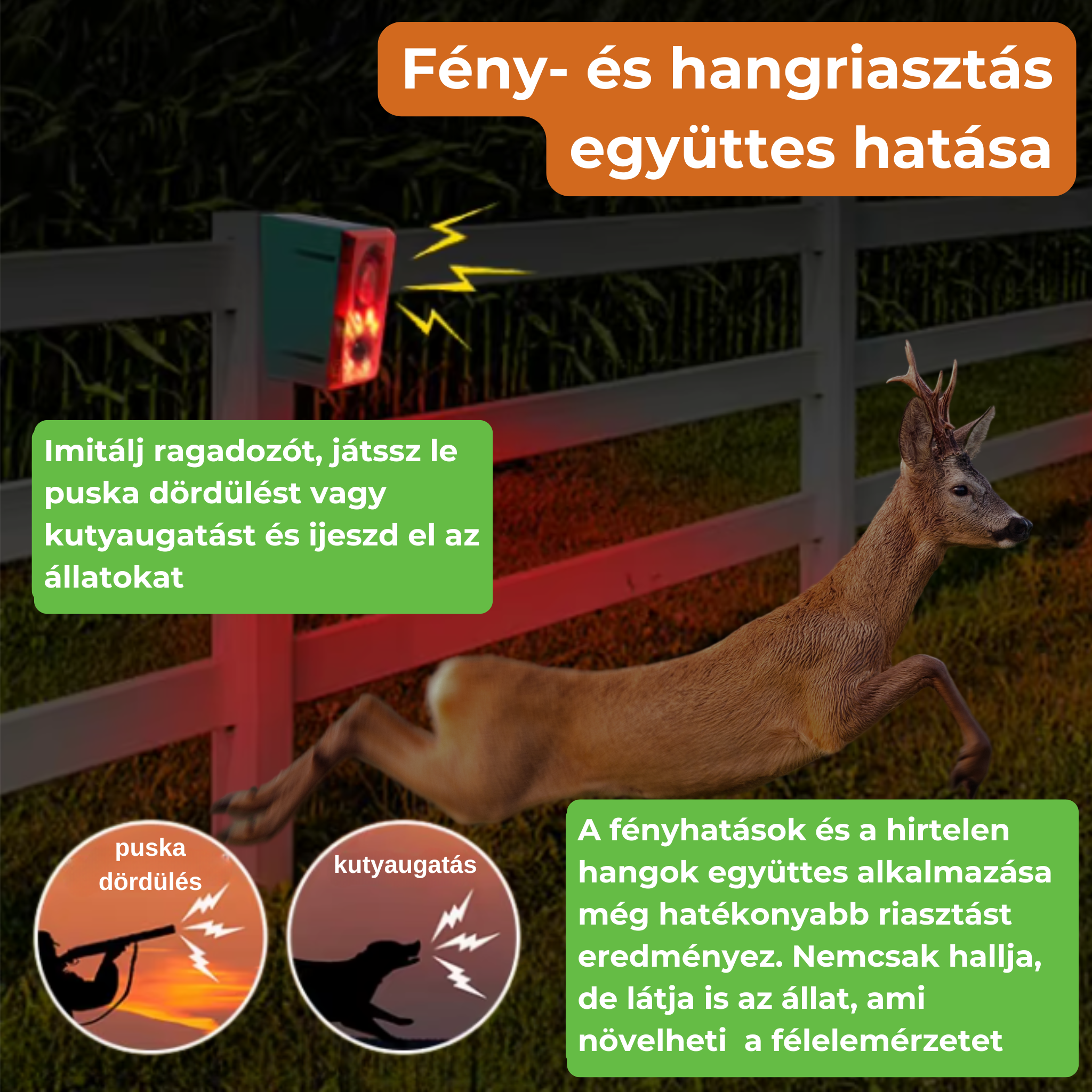 multi frekvenciás állatriasztó mozgásérzékelővel és LED fénnyel 4